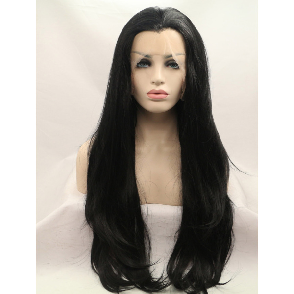 Sleek Synthetic Layered Long Lace Front Wigs