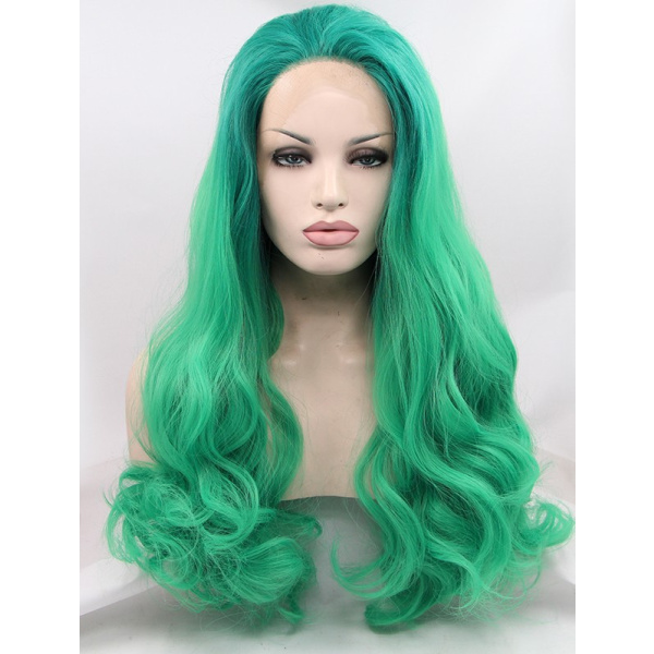 Modern Synthetic 26 Inches Colorful Lace Front Curly Wigs