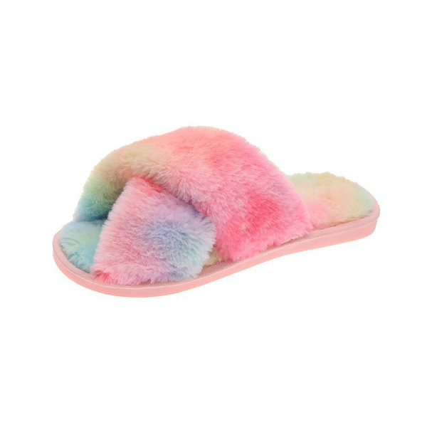 Women Furry Slippers Ladies Shoes Cute Plush Women's Colorful Girl's indoor Fur Winter Warm Slippers